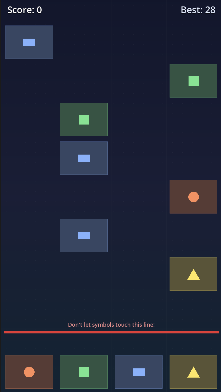Shayp gameplay with falling shapes